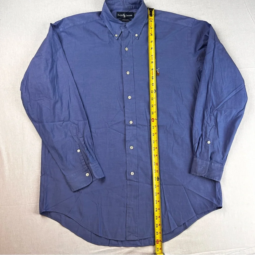 Polo Ralph Lauren Shirt 15 1/2 - 33 Blue Yarmouth Oxford Button Down Flesh Pony - Picture 6 of 10